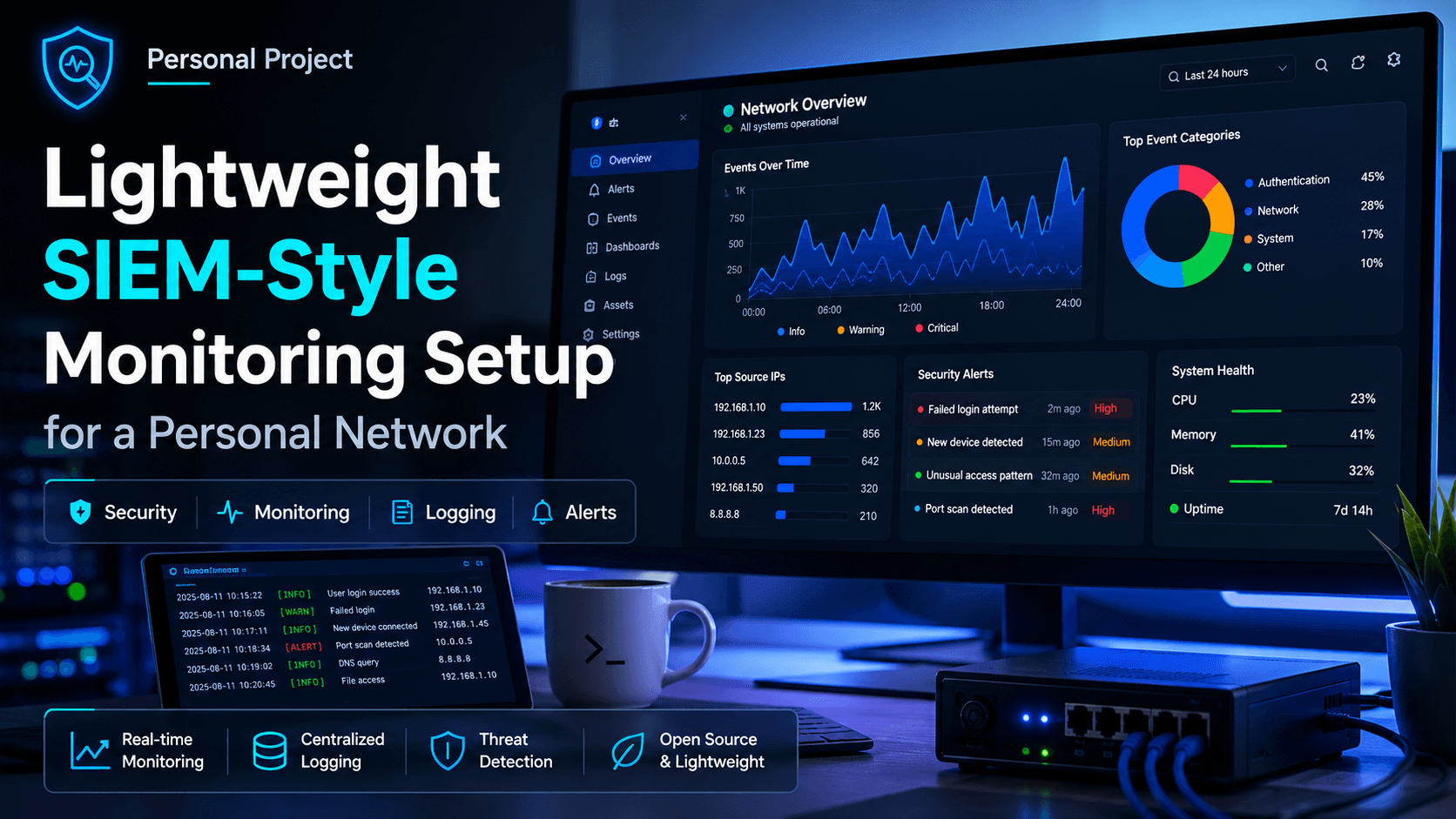 Lightweight SIEM-Style Monitoring Setup for a Personal Network